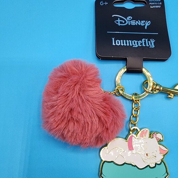 Loungefly Disney The Aristocats Marie Macaron Heart Pom Pom Multi Charm Keychain - Picture 3 of 10